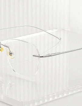 Fashion Ultra-light Decorative Eyewear Women Pure Titanium Retro Square Optical Prescription Rimless Glasses Men 8978