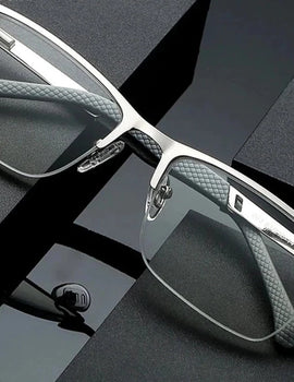 Reading Glasses Men Blue Light Glasses Metal Half Frame Presbyopia Eyeglasses Frame Mens Bussiness Computer Eyewear