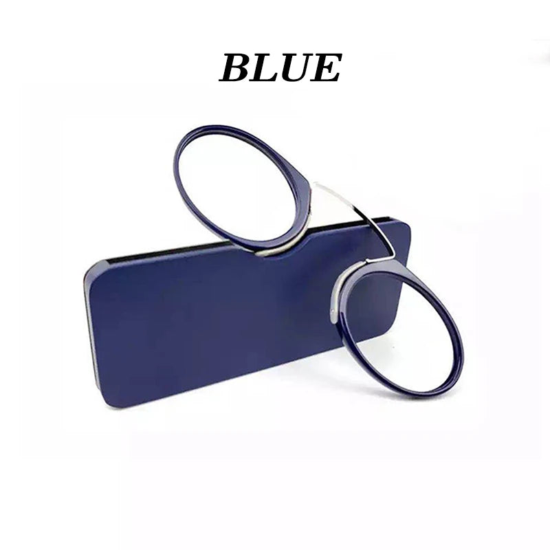 Portable Nose Clip Reading Glasses with Compact Case for Men and Women