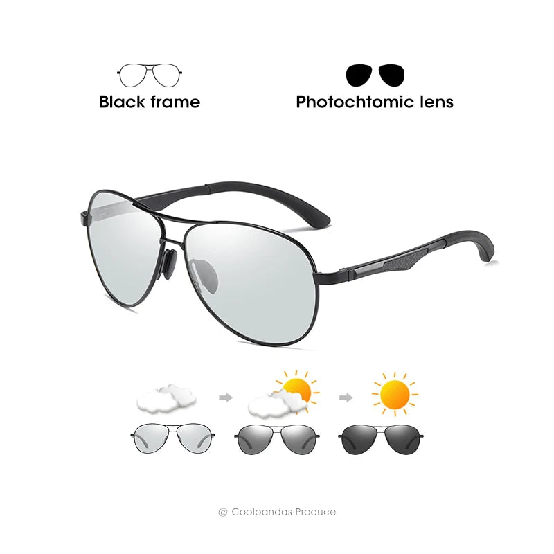 Aviation Photochromic Polarized UV400 Night Vision Driving Sunglasses for Men Women