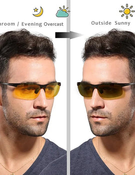 Men Aluminium Photochromic Sunglasses Men Safe Driving Goggle Polarized Sunglasses