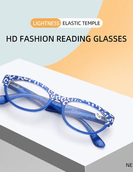 Reading Glasses Women Cat Eye Magnifying Old Flower Presbyopia Eyeglasses Frames 1.0 1.5 2.0 2.5 3.0