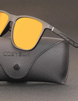 Men Driving Sunglasses Al-Mg Legs Men UV400 Polarized Square TR Frame Male