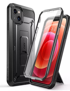 For iPhone 13 Case 6.1" (2021 Release) UB Pro Full-Body Rugged Holster Cover with Built-in Screen Protector & Kickstand