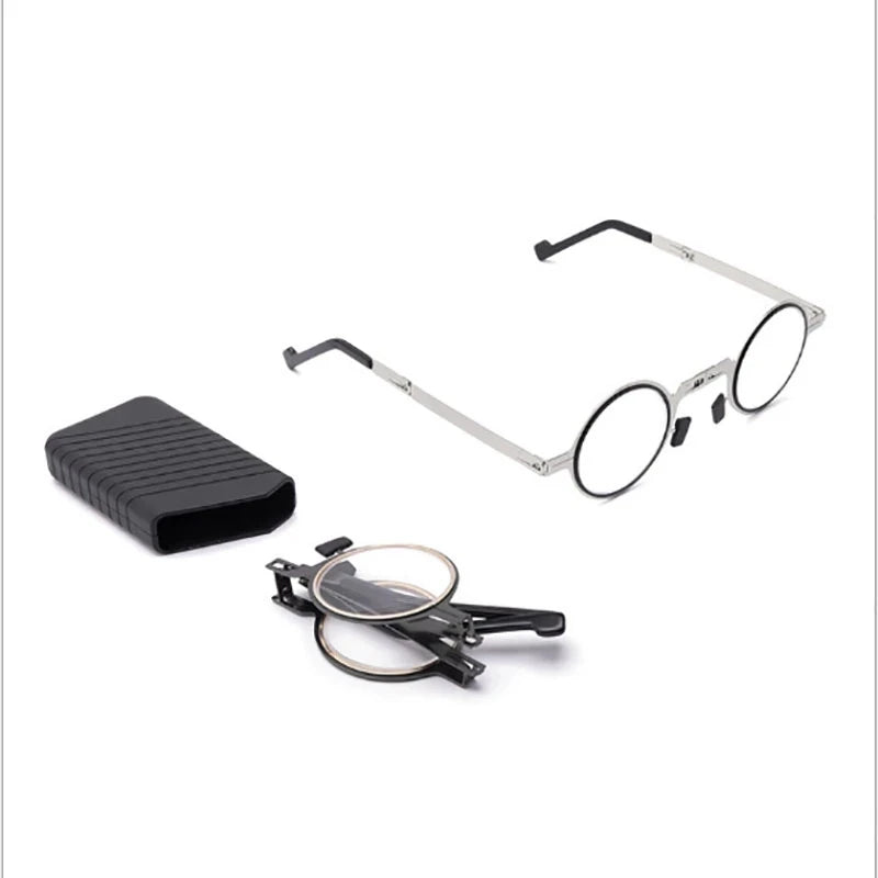 Round Folding Reading Glasses with Lightweight Metal Frame