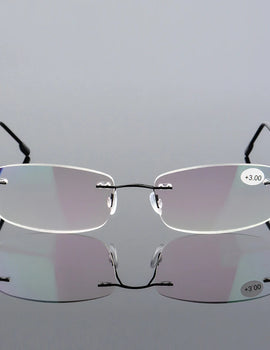 Memory Titanium Rimless Reading Glasses Fashion Blue Anti-Light Glasses Men Square Farsight Glasses For Women +3+3.5