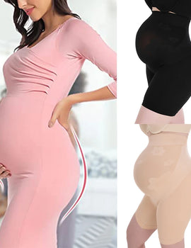 Maternity Shapewear Short for Dresse Seamless High Waisted Pregnancy Pettipant Underwear Mid-Thigh Belly Support Panties