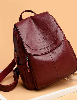 Soft Leather Backpacks Vintage Female Shoulder Bags Casual Travel Ladies Bagpack School Bags