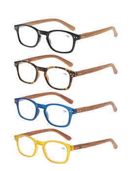 Reading Glasses Fashion Wood-Look Spring Hinge Stylish Readers Magnifying Glass Eyewear Diopter +1.0 +4.0