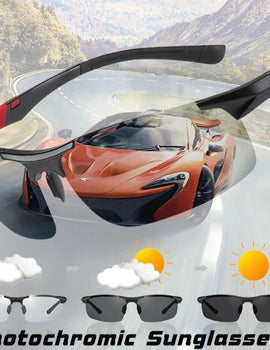 Aluminum Magnesium Frame Driving Photochromic Sunglasses Polarized Sun glasses Men