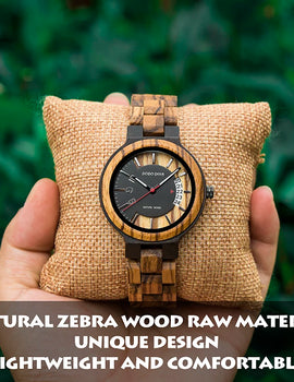 Wristwatches Quartz Watch Auto Date Real Wood Irregular Dial Colorful Band