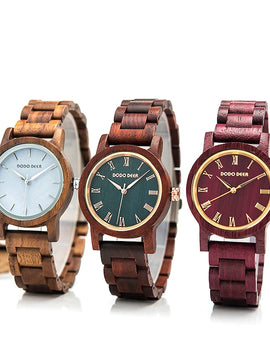 Watch Real Wood Wristband Wristwatches With Roman Numerals in Bamboo Box