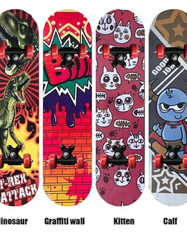 60CM Skateboarding Cartoon Skateboard Dinosaur Spider Longboard Marple Double Rocker For Skate Board ern