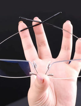 Reading Glasses Memory Titanium Rimless Reading Glasses Men Square Prescription Eyeglasses Foldable Glasses 2.5