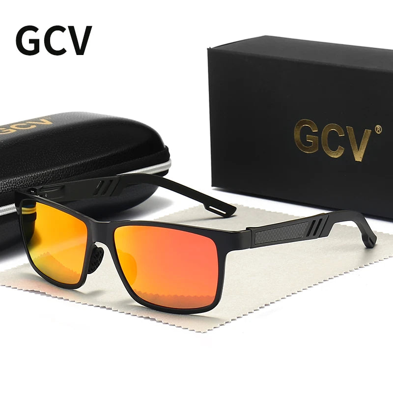 Rectangle Men Polarized Sunglasses Aluminium Magnesium UV400 Driving Eyewear Mirror Lens