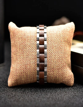 Wood Stainless Steel Bracelet for Women Jewelry Adjusted Strap