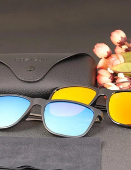 Men Driving Sunglasses Al-Mg Legs Men UV400 Polarized Square TR Frame Male