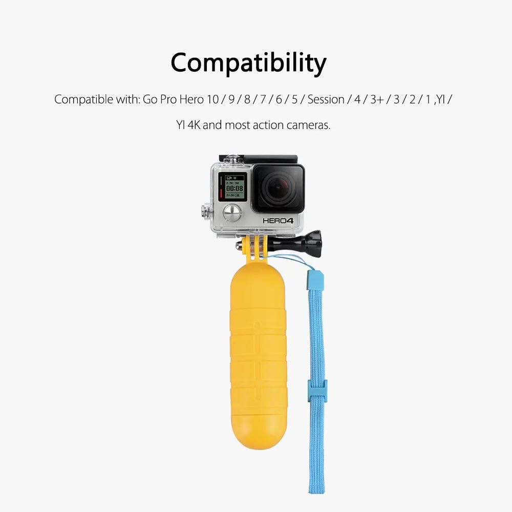 for Go Pro Accessories Yellow Water Floating Grip Monopod Handle Tripod For Gopro Hero 11 10 9 8 7 6 5 4 for Dji action