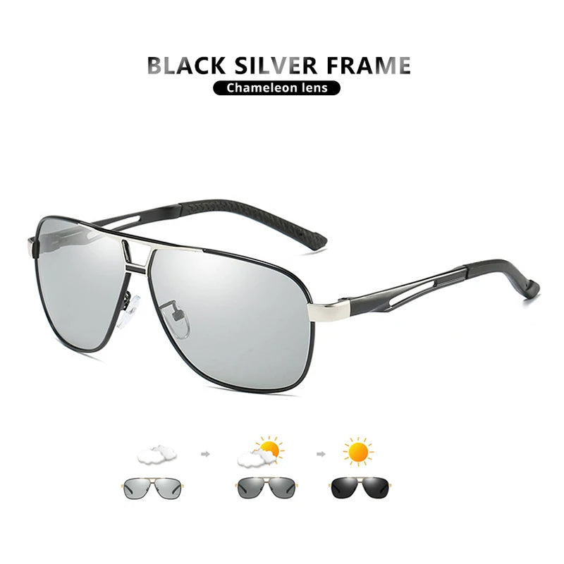 Vintage Aviation Photochromic Polarized UV400 Anti-Glare Driving Sunglasses for Men Women