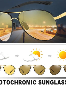 Photochromic Aviation Driving Sunglasses for Men