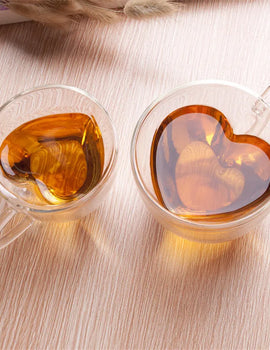 Heart Love Shaped Double Wall Glass Mug Resistant Kungfu Tea Mug Milk Lemon Juice Cup Drinkware Lover Coffee Cups Mug Gift