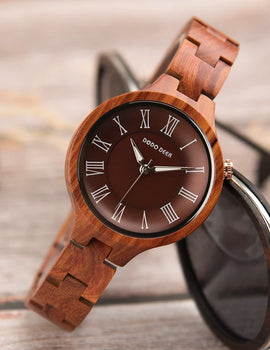 Fashion Wood Watch Female Clock Quartz Wrist watches Ladies Roman Dial