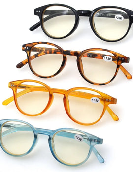 Anti Blue Light Blocking Reading Glasses Women Men Round Vintage Computer Readers Presbyopia Glasses Magnification +1.0 to +4.0