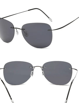 Rimless Polarized Sunglasses Night Vision Glasses Ultralight Frameless Aviation Goggles Titanium Alloy