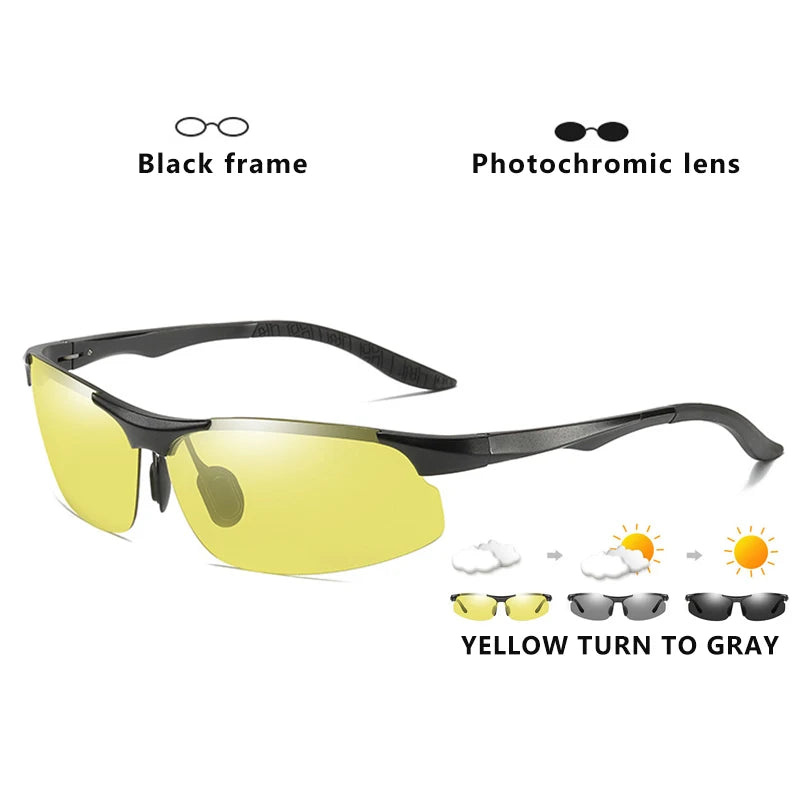 Aluminum Magnesium Photochromic Polarized Sunglasses UV400 Day Night Vision Driving Glasses for Men Women