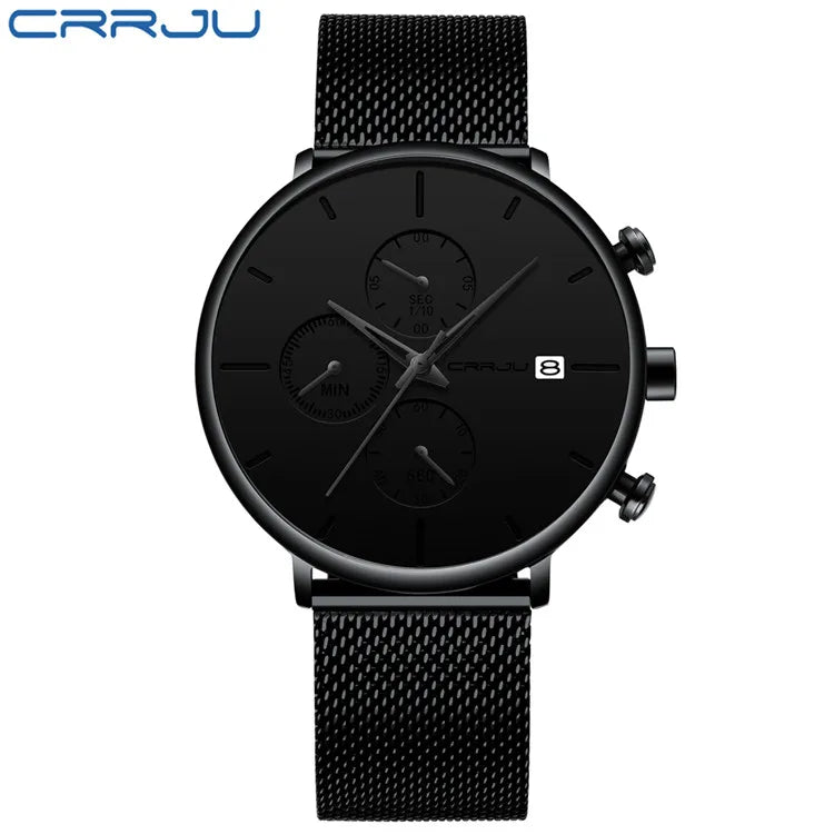 Mens Watches Luxury Sport Wrist Watch Unique Design Stainless Steel Auto Date Mesh Strap Men Fashion Casual Quartz Watches