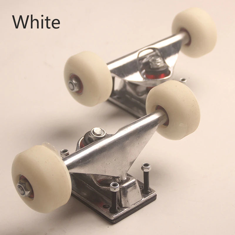2 Sets Skateboard Wheels Aluminum Alloy Skateboard Trucks Four-wheel Skateboard Support And Wheels Parts Long Board Mini Cruiser