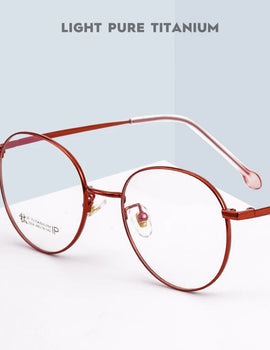 Ultra Light Pure Titanium Glasses Frame Retro Round Decorative Optical Prescription Eyeglasses Frame Women 2054