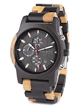 Watches Creative Business Quartz Clock Wood Timepieces Chronograph Date Week Display