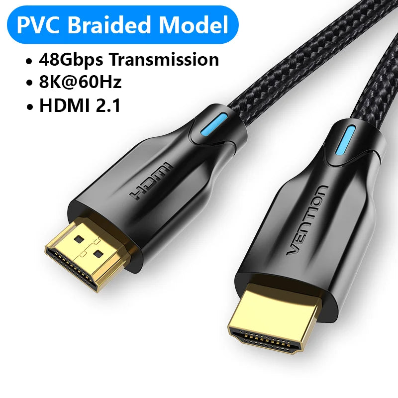 HDMI 2.1 Cable 8K/60Hz 4K/120Hz 48Gbps HDMI Digital Cables Splitter for Xiaomi TV Box HDR10+ PS5 Switch Cable HDMI 2.1