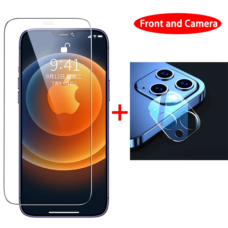 3in1 Front+Back+Lens Full Cover Protective Tempered Glass For iPhone 15 11 12 14 13 Pro Max Clear Screen Protector Glass Film