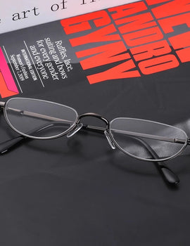 Cat Eye Reading Glasses Metal Half Frame Presbyopia Glasses Ultra-Light Small Rimless Hyperopia Spectacles Readers +2