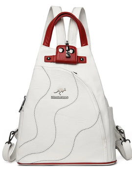 Leather Backpacks Zipper Female Chest Bag Travel Back Pack Ladies Bagpack School Bags