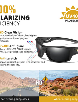 TR90 Frame Polarized Sport Sunglasses for Men Windproof Outdoor Use