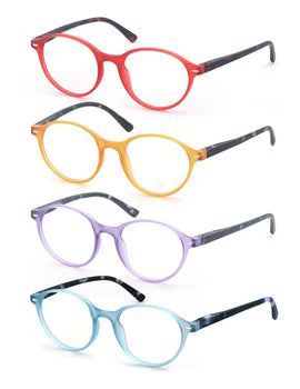 Reading Glasses Colorful Round Classic Readers Comfort Spring Hinge Lightweight Presbyopia