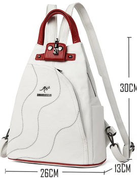 Leather Backpacks Zipper Female Chest Bag Travel Back Pack Ladies Bagpack School Bags