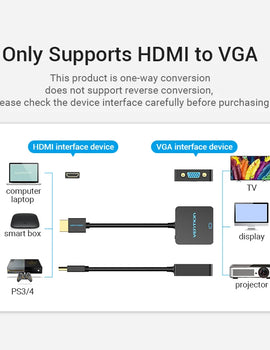 HDMI to VGA Adapter Male to Female Converter 1080P VGA to HDMI With 3.5 Jack Audio Cable for Laptop TV Box HDMI to VGA