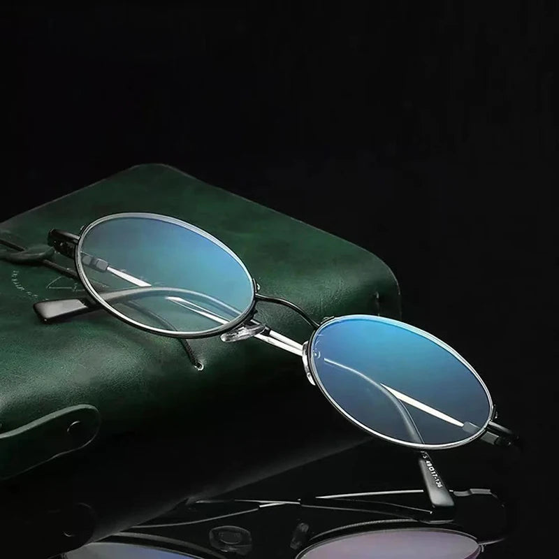 Oval Half Frame Reading Glasses with Lightweight Alloy Frame