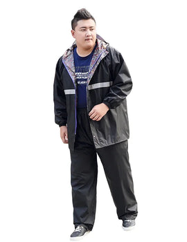 Raincoat Rain Pants MenLarge-sized Rain Gear Reflective Strip Oversized Rain Jacket Ride Rainwear Full-figured Poncho