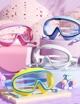 Swimming Goggles Big Frame HD View Anti-fog Waterproof 's Swim Goggles Boys and Girls Multi-color to Choose