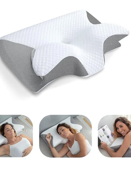 1pc Memory Foam Cervical Pillow, 2 in 1 Ergonomic Contour Orthopedic Pillow for Neck Pain, Contoured Support Pillows,Neck Pillow