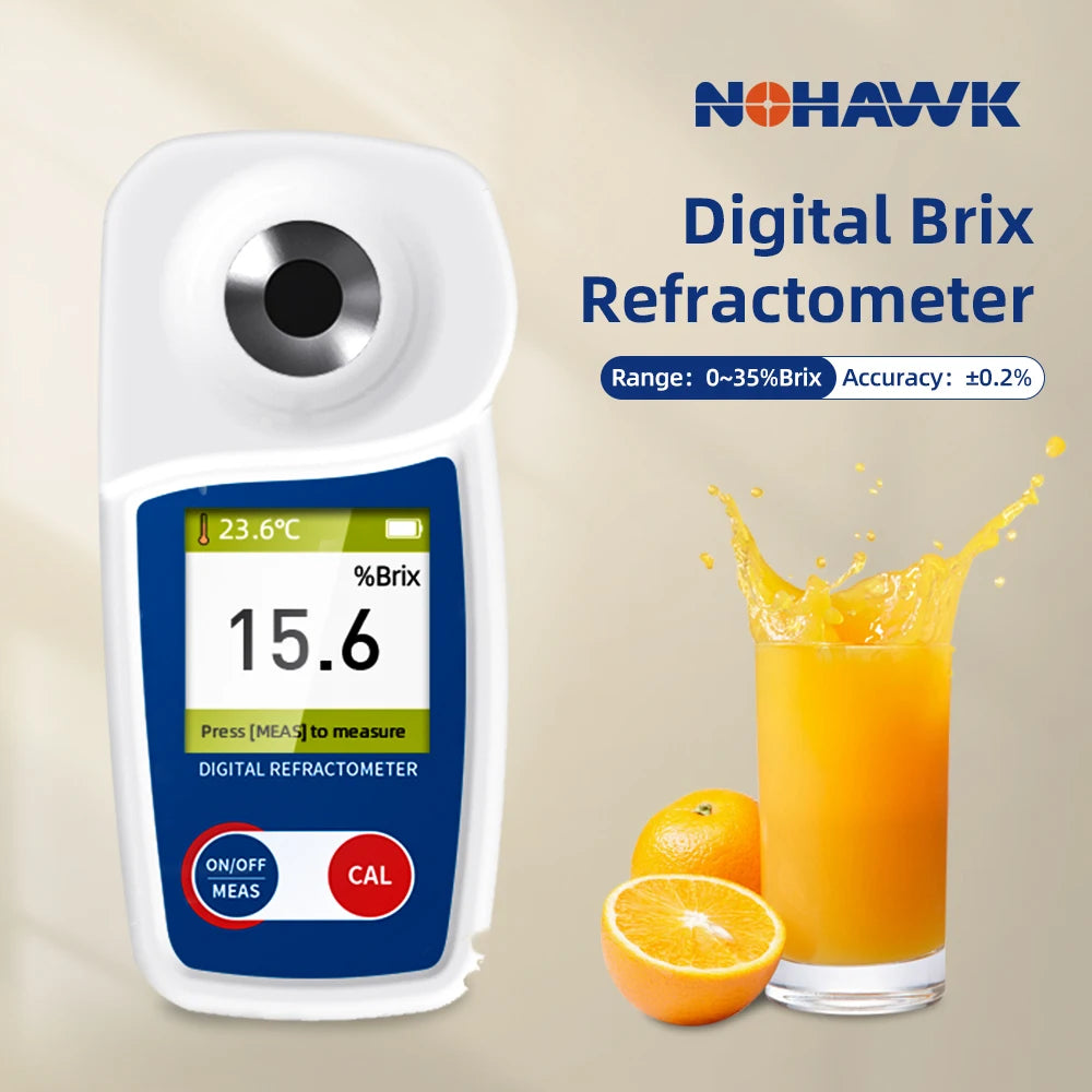 Digital Brix Refractometer Flagfront brix Meter Refractometer Automatic Temperature Compensation Brix Refractometer Range 0-55%,