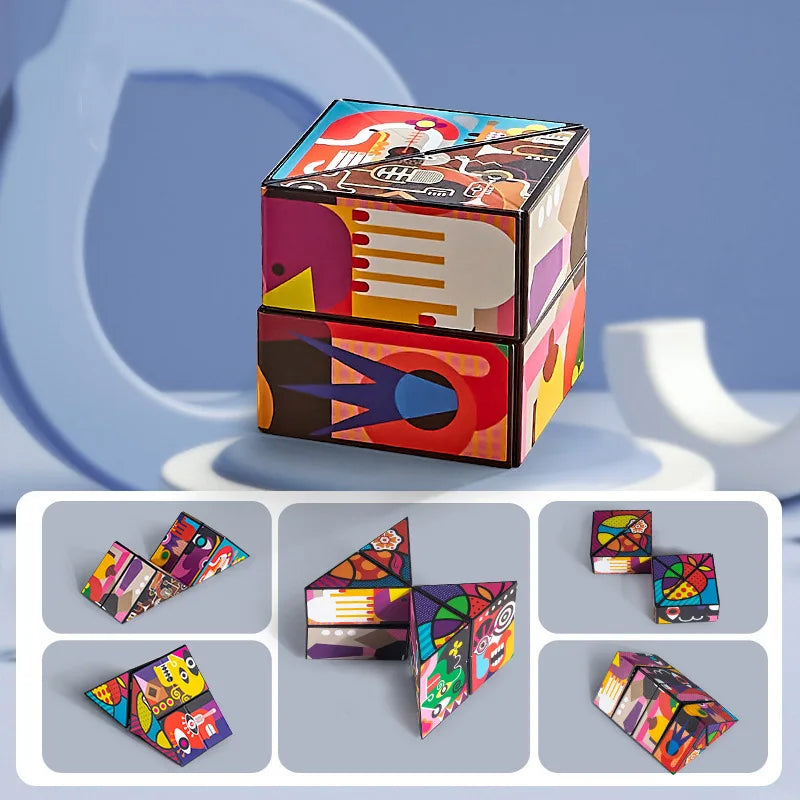 Extraordinary 3D Magic Cube Puzzle Fidget Toys Variety Geometric Shape Changeable Decompression Hand Flip Puzzle Cube