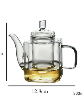 Japanese Style Handmade Heat Resistant Square Glass Teapot With Filter Liner Boiling Flower Tea Pot Kung FuTea Set Teaware