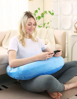 Ergonomic U-Shaped Gaming Pillow with Adjustable Arm Rest Support for Adults lap Cushion Reading Comfort Portable Design