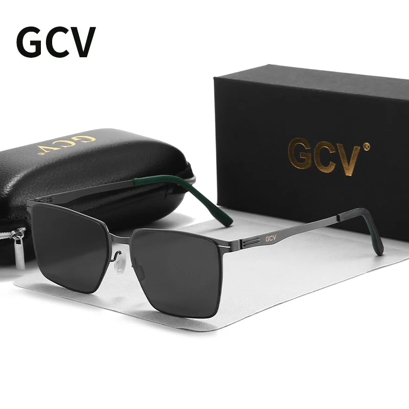 Aluminum Magnesium Polarized UV400 Rectangle Business Driving Sunglasses for Men Mirror Eyewear